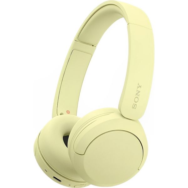 Auricular Sony WH-CH520 inalámbrico Bluetooth amarillo, con micrófono y batería de larga duración