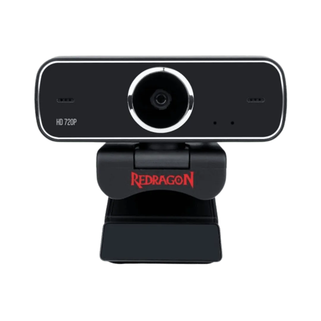 Cámara web HD 720p Redragon Fobos GW600 con micrófono y rotación 360 grados, de frente
