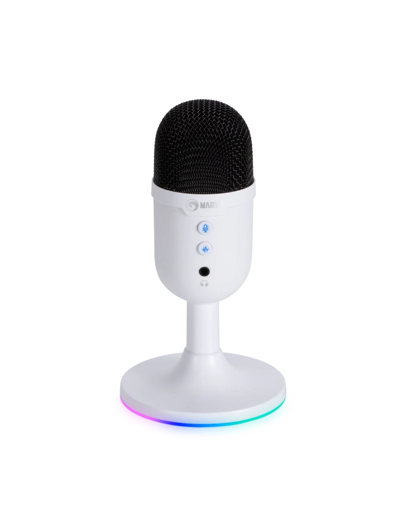 Micrófono de escritorio blanco, omnidireccional para gamers, streamers y creadores de contenido