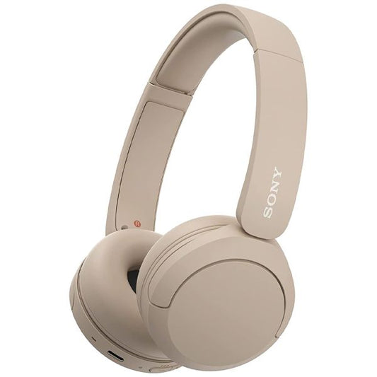 Auricular Sony WH-CH520 inalámbrico Bluetooth beige, con micrófono y batería de larga duración